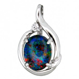 澳洲本地黑澳宝(9x7mm) 项链挂坠